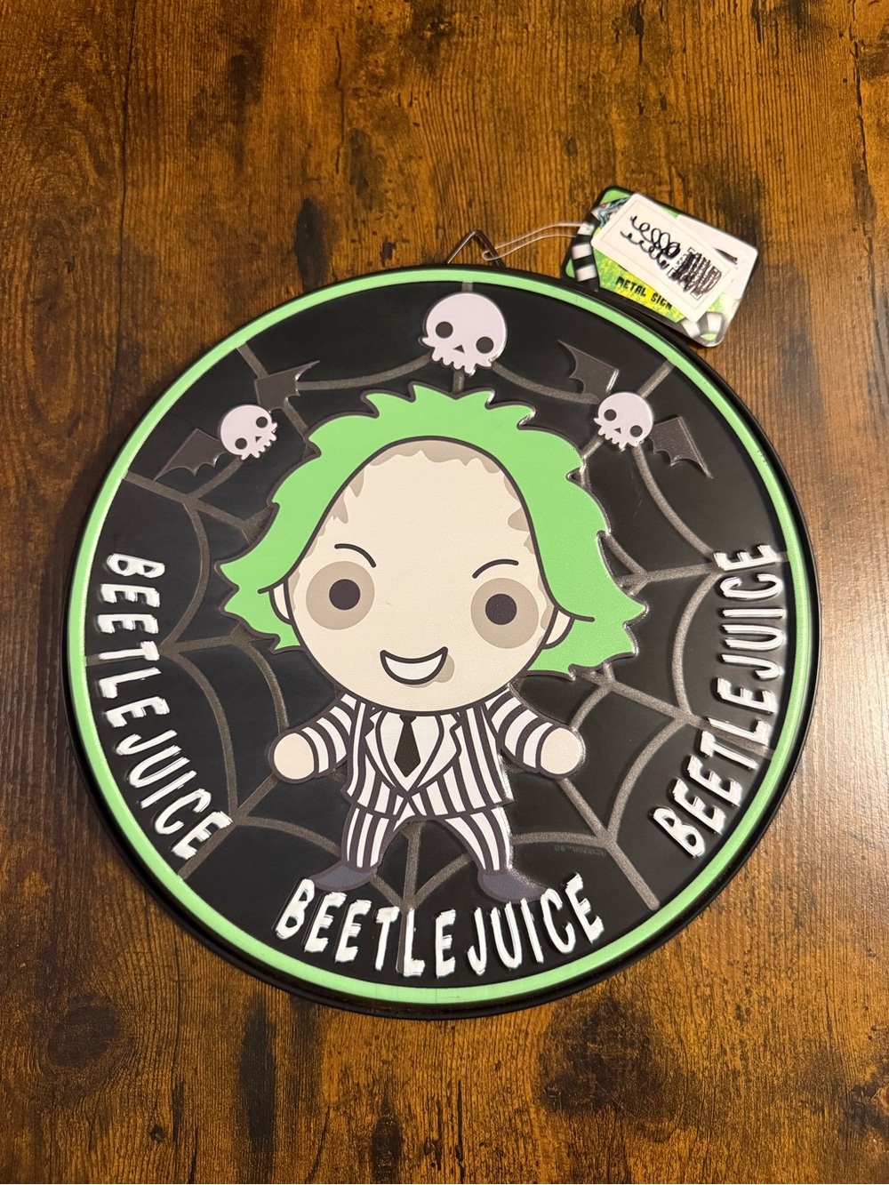 Beetlejuice Chibi-Style Embossed Metal Sign 11in